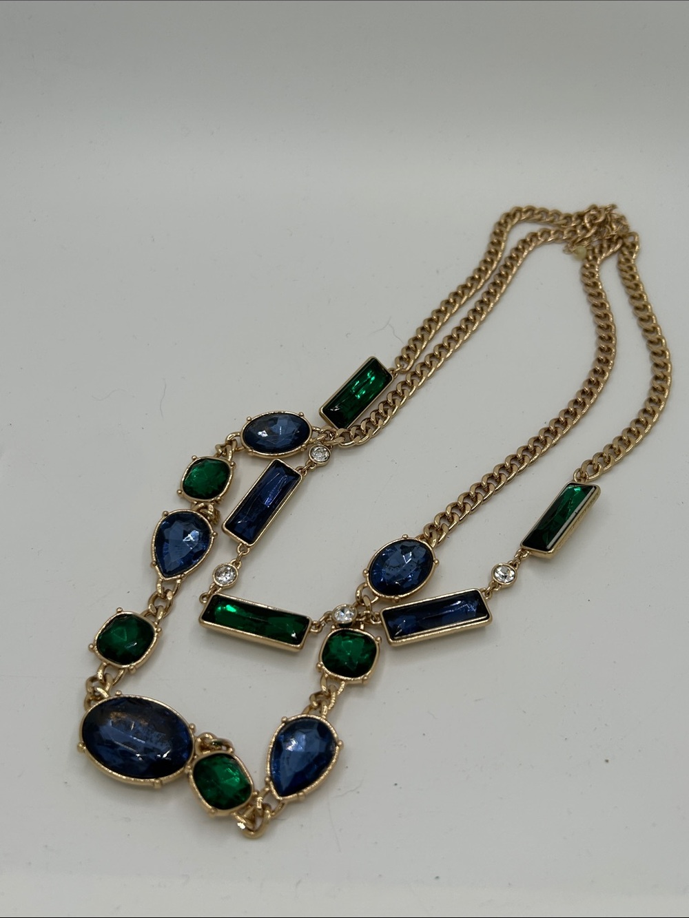 Vintage Avon NRQ Fireworks Bold Sparkle Double-Strand Gold-Tone Necklace
